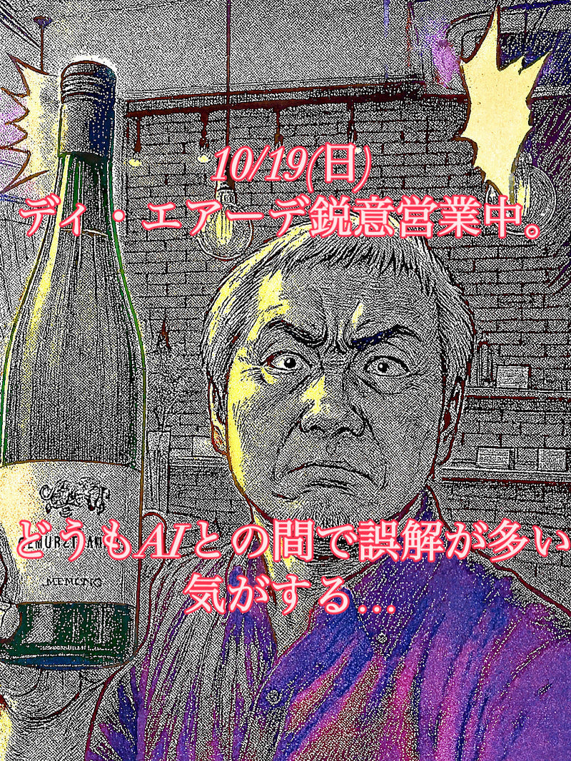 10/19(日)ディ・エアーデ鋭意営業中。